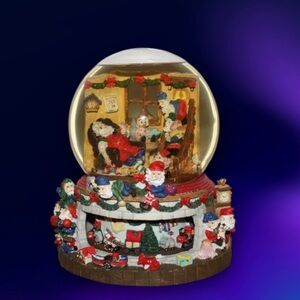 Vintage ~ Grandeur Noel ~ Water & Snow Globe ~ Christmas Scene ~ Santa & Elves